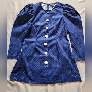Danielle Bernstein NWT navy woth white polkadot dress sz XL